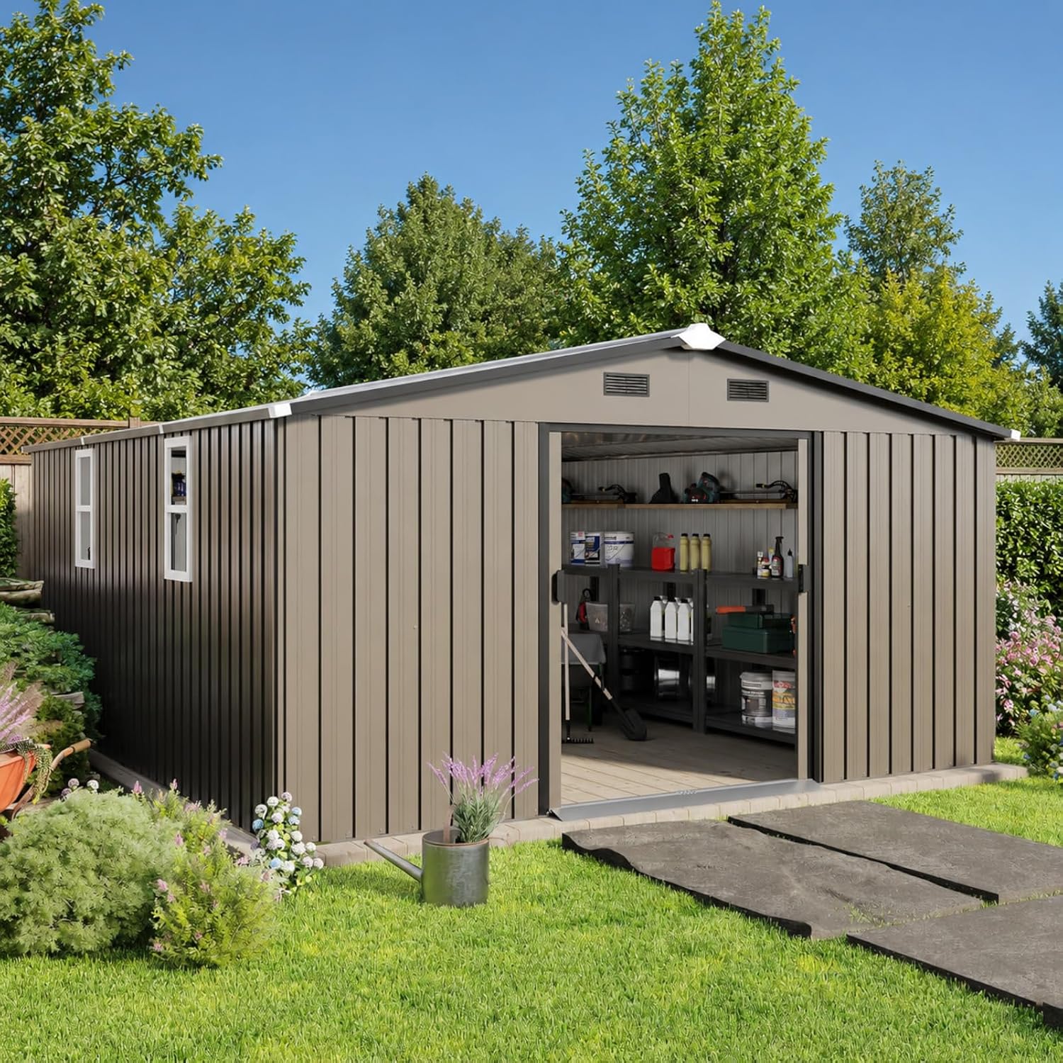 Metal Storage Shed 10x12FT Out - огляд і ціна Garden Tools