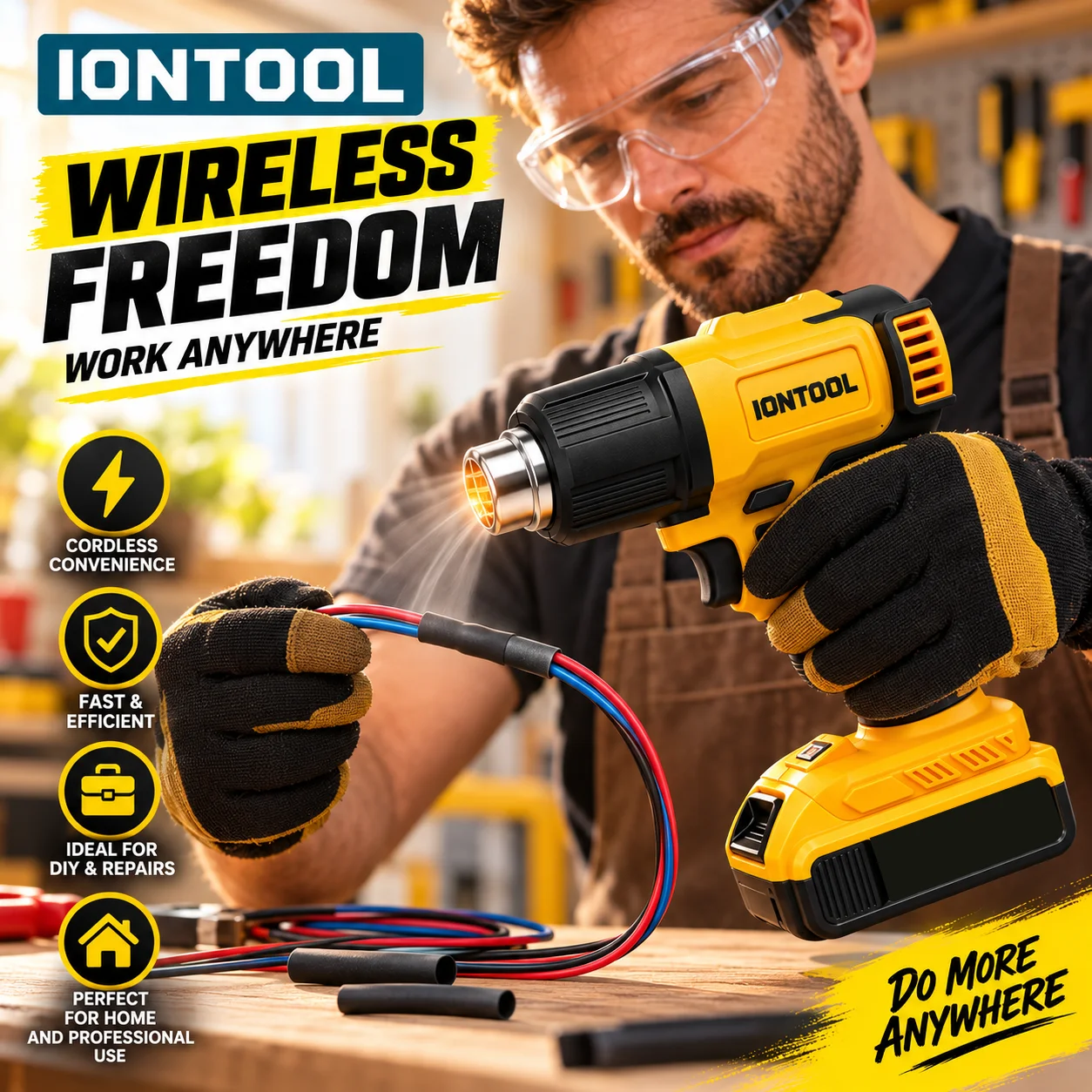IONTOOL Yellow 550℃ Fast Heati - огляд і ціна Cordless Heat Gun For Shrink Tubing